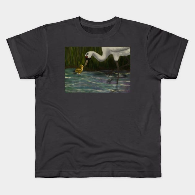 Sandhill Crane with Chick Kids T-Shirt by Art-by-Sanna